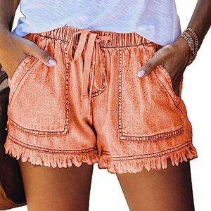 Womens Lightweight Shorts Casual Baggy Trendy Short Pants Elastic Waist Draw